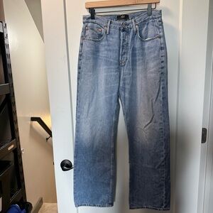 Able The Boyfriend Jean Ankle Cropped High Waist Rise Button Fly Stone Wash 28